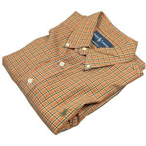 RALPH LAUREN POLO Men's Dress Rust Plaid Button Down Shirt Large